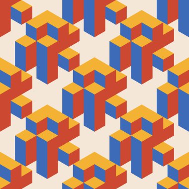 Soyut geometrik yaratıcı sanatsal kompozisyona sahip modaya uygun minimalist kusursuz desen retro vintage iç tasarım, duvar kağıdı, minimal arkaplan, vektör illüstrasyonu