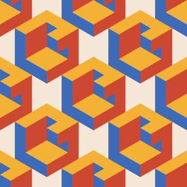 Soyut geometrik yaratıcı sanatsal kompozisyona sahip modaya uygun minimalist kusursuz desen retro vintage iç tasarım, duvar kağıdı, minimal arkaplan, vektör illüstrasyonu