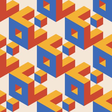 Soyut geometrik yaratıcı sanatsal kompozisyona sahip modaya uygun minimalist kusursuz desen retro vintage iç tasarım, duvar kağıdı, minimal arkaplan, vektör illüstrasyonu