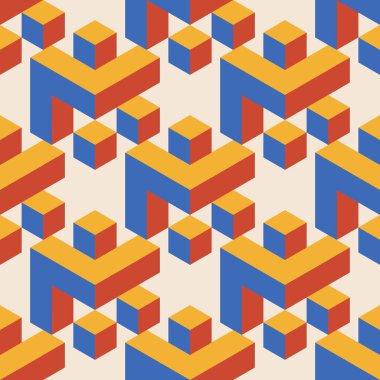 Soyut geometrik yaratıcı sanatsal kompozisyona sahip modaya uygun minimalist kusursuz desen retro vintage iç tasarım, duvar kağıdı, minimal arkaplan, vektör illüstrasyonu