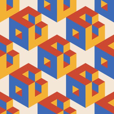 Soyut geometrik yaratıcı sanatsal kompozisyona sahip modaya uygun minimalist kusursuz desen retro vintage iç tasarım, duvar kağıdı, minimal arkaplan, vektör illüstrasyonu