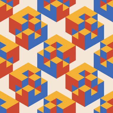 Soyut geometrik yaratıcı sanatsal kompozisyona sahip modaya uygun minimalist kusursuz desen retro vintage iç tasarım, duvar kağıdı, minimal arkaplan, vektör illüstrasyonu