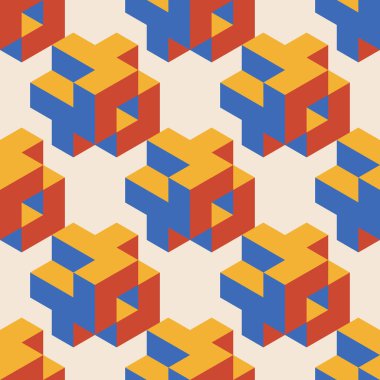 Soyut geometrik yaratıcı sanatsal kompozisyona sahip modaya uygun minimalist kusursuz desen retro vintage iç tasarım, duvar kağıdı, minimal arkaplan, vektör illüstrasyonu