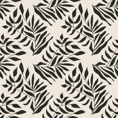 İç tasarım, duvar kâğıdı, minimal arkaplan, vektör illüstrasyonu için ideal nötr renklerde soyut el yazması kompozisyonu ile son derece minimalist, kusursuz botanik desen