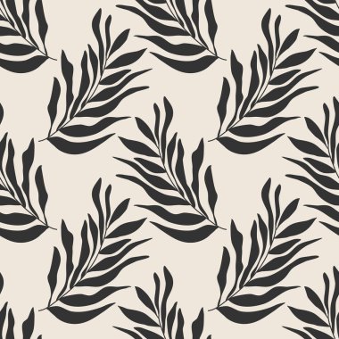 İç tasarım, duvar kâğıdı, minimal arkaplan, vektör illüstrasyonu için ideal nötr renklerde soyut el yazması kompozisyonu ile son derece minimalist, kusursuz botanik desen