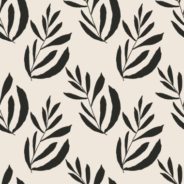 İç tasarım, duvar kâğıdı, minimal arkaplan, vektör illüstrasyonu için ideal nötr renklerde soyut el yazması kompozisyonu ile son derece minimalist, kusursuz botanik desen