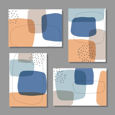 Modern kolaj tarzında soyut organik şekillere sahip minimalist posterler duvar dekorasyonu, kartpostal, kapak tasarımı için kullanılabilir.