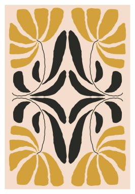 Modern kolaj tarzında soyut sanat botanik kompozisyonu olan minimalist poster, duvar sanatı dekorasyonu, kartpostal, kapak tasarımı için kullanılabilir