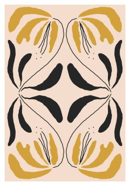 Modern kolaj tarzında soyut sanat botanik kompozisyonu olan minimalist poster, duvar sanatı dekorasyonu, kartpostal, kapak tasarımı için kullanılabilir