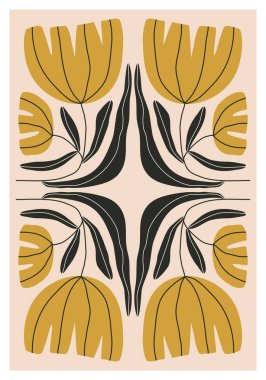 Modern kolaj tarzında soyut sanat botanik kompozisyonu olan minimalist poster, duvar sanatı dekorasyonu, kartpostal, kapak tasarımı için kullanılabilir