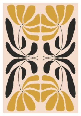 Modern kolaj tarzında soyut sanat botanik kompozisyonu olan minimalist poster, duvar sanatı dekorasyonu, kartpostal, kapak tasarımı için kullanılabilir