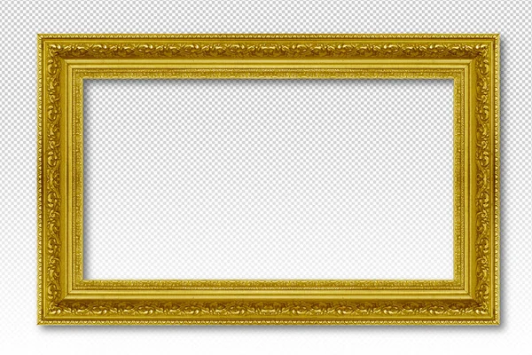 Gold Wooden Photo Frame Isolated Translucent Background — Stock Photo, Image