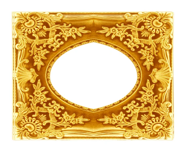 Χρυσό Ξύλινο Πλαίσιο Απομονωμένο Διαφανές Φόντο — Φωτογραφία Αρχείου