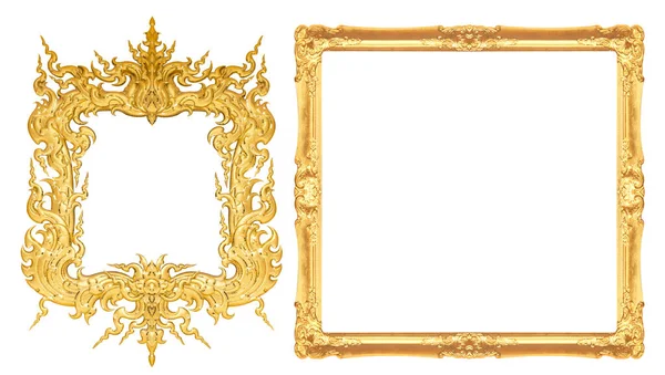Античная Золотая Рамка Белом Фоне — стоковое фото