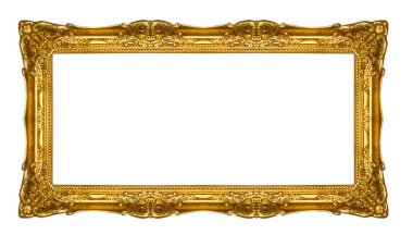 Beyaz arkaplanda izole edilmiş antika altın çerçeve