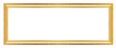 Beyaz arkaplanda izole edilmiş antika altın çerçeve