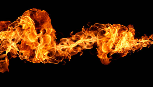 red flame isolated on black background