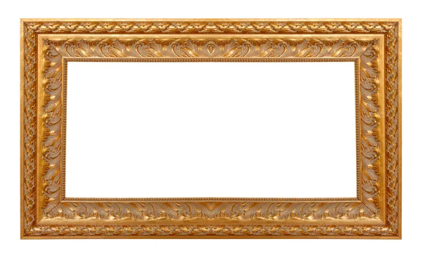 Złoto Antyczne Stare Drewniane Zdjęcie Ramki Izolowane Białym Tle — Zdjęcie stockowe