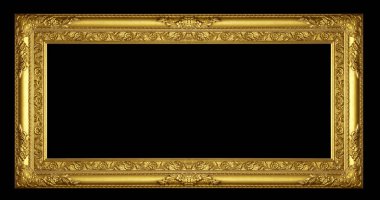 Siyah zemin üzerine altın eski resim çerçevesi.