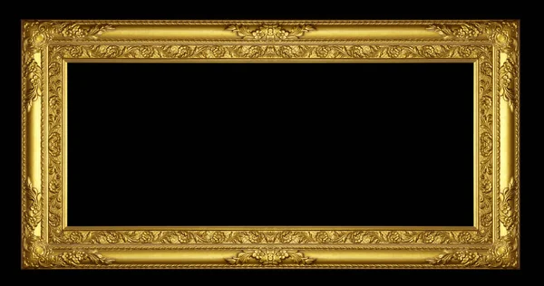Gold Old Picture Frame Black Background — Stock Photo, Image