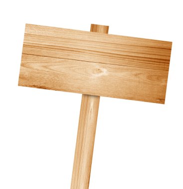 Beyaz arka plan üzerinde izole eski ahşap tabela