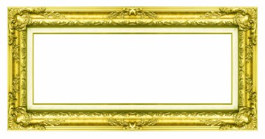 altın resim çerçevesi beyaz arkaplanda izole edildi