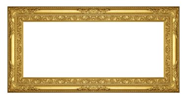 Altın rengi çerçeve beyaz arkaplanda izole edildi