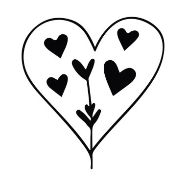 Karalama çizimi kalp, el çizimi aşk kalbi beyaz arka planda izole. Herhangi bir tasarım için vektör illüstrasyonu