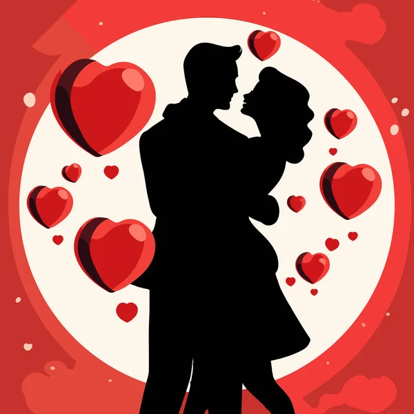 Sevgililer Günü Tebrik Kartı Şirin Bir Poster Birbirine Aşık Siyah — Stok Vektör