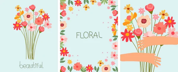Una Impresionante Pancarta Con Flores Hojas Multicolores Concepto Salvar Naturaleza — Vector de stock