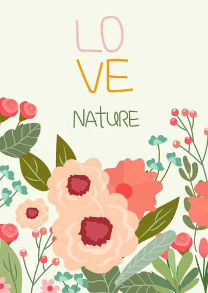 Una Impresionante Pancarta Con Flores Hojas Multicolores Concepto Salvar Naturaleza — Archivo Imágenes Vectoriales