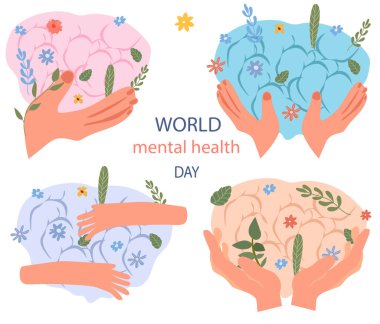 Global Mental Health Day plays a vital role in promoting comprehensive well-being. Mental disorders can profoundly affect feelings, thought patterns, actions, and interpersonal connections. Vector. clipart