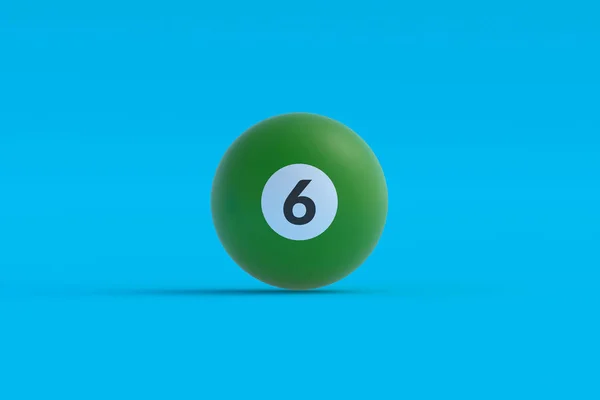 Billiard ball with number 6. Game for leisure. Sports equipment. 3d render