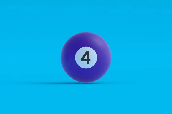 Billiard ball with number 4. Game for leisure. Sports equipment. 3d render
