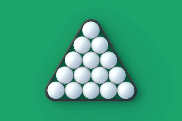 塑料三角形的空白台球 休闲游戏 运动器材 顶部视图 3D渲染 — 图库照片
