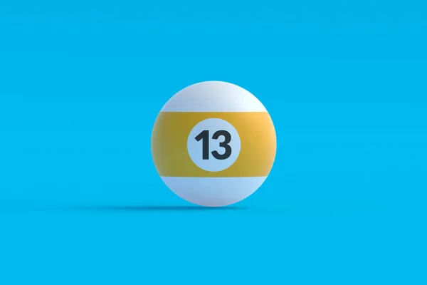 Billiard ball with number 13. Game for leisure. Sports equipment. 3d render