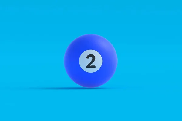 Billiard ball with number 2. Game for leisure. Sports equipment. 3d render