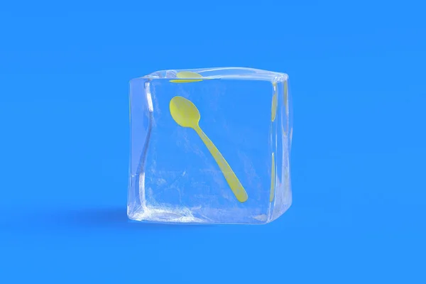 Ложка Кубику Льоду Ілюстрація — стокове фото