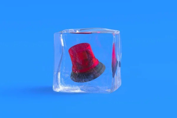 氷のキューブ内の光フラッシャー 3Dイラスト — ストック写真