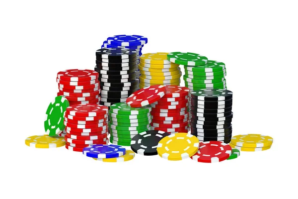 Heap Casino Jogando Fichas Isoladas Fundo Branco Renderização — Fotografia de Stock