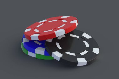 Kumarhane fişleri. Lüks oyunlar. 3d hazırlayıcı