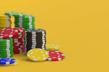Kumarhane fişleri. Uzayı kopyala 3d hazırlayıcı