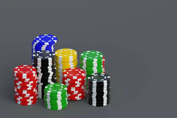 カジノのチップのスタック コピースペース 3Dレンダリング — ストック写真