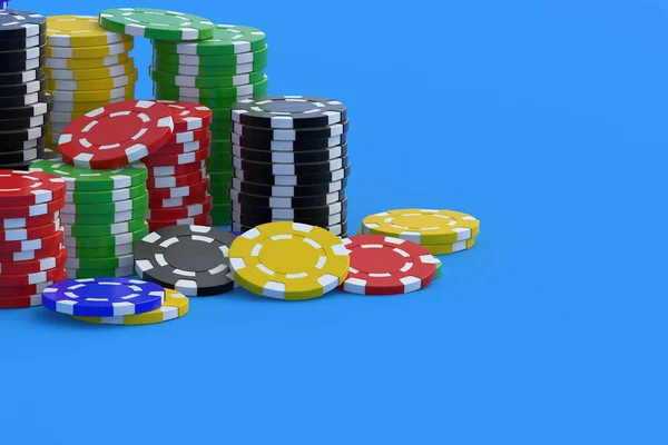 Pilhas Fichas Casino Espaço Para Cópia Renderização — Fotografia de Stock