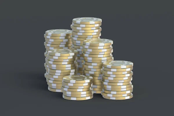 Many Golden Casino Chips Render — Stock Photo, Image
