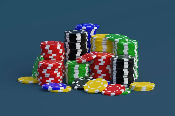 Stacks Playing Chips Casino Table Render — Stock Photo, Image