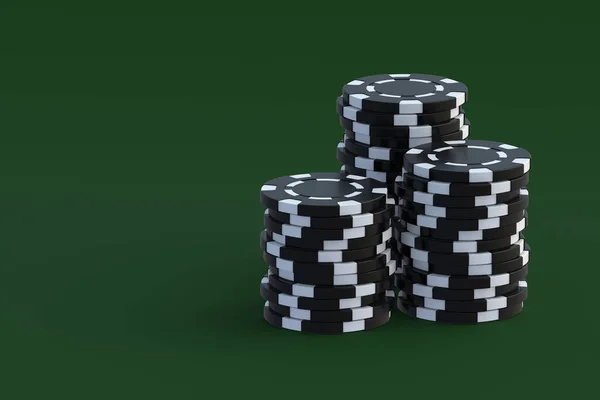 Stacks Playing Chips Casino Table Copy Space Render — Stock Photo, Image