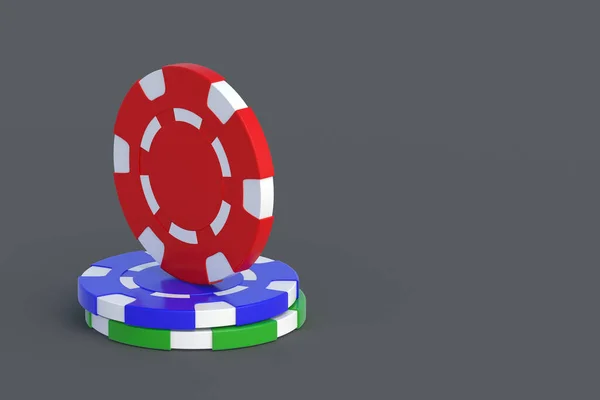 カジノのチップ コピースペース 3Dレンダリング — ストック写真