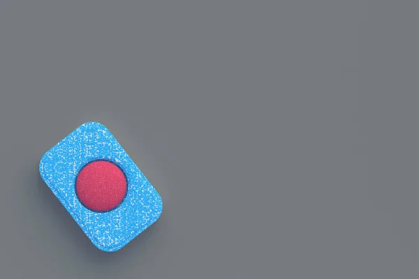 Spülmittel Tablette Der Ecke Auf Grauem Hintergrund Ansicht Von Oben — Stockfoto
