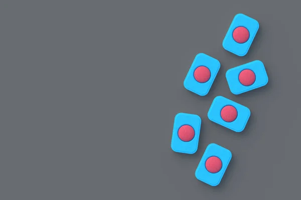 Strödda Diskmedel Tabletter Högst Upp Uppfattat Utrymme Återgivning — Stockfoto